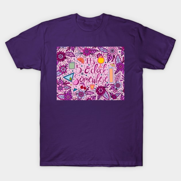 It's 5 O'Clock Somewhere Pink Palette | Happy Hour T-Shirt by HLeslie Design